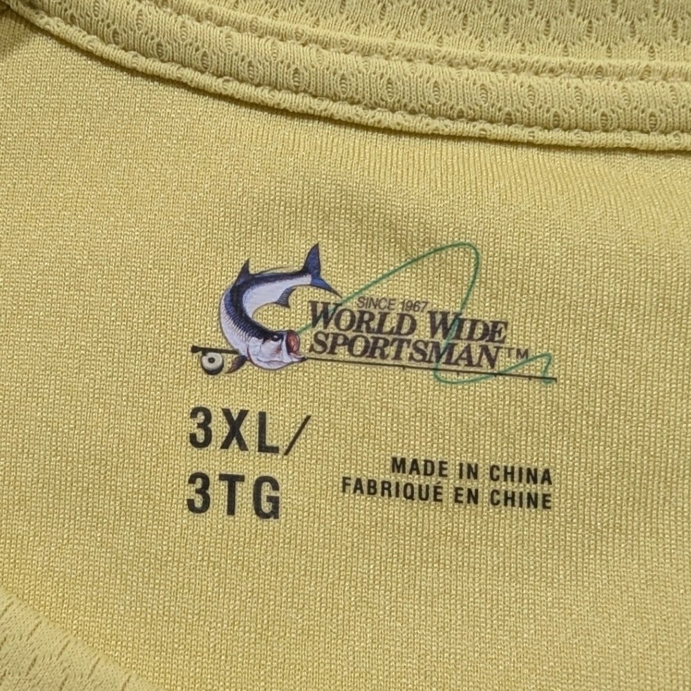 World Wide Sportsman Mens 3XL Yellow Long Sleeve Fishing Shirt Honeycomb Mesh - Picture 3 of 7